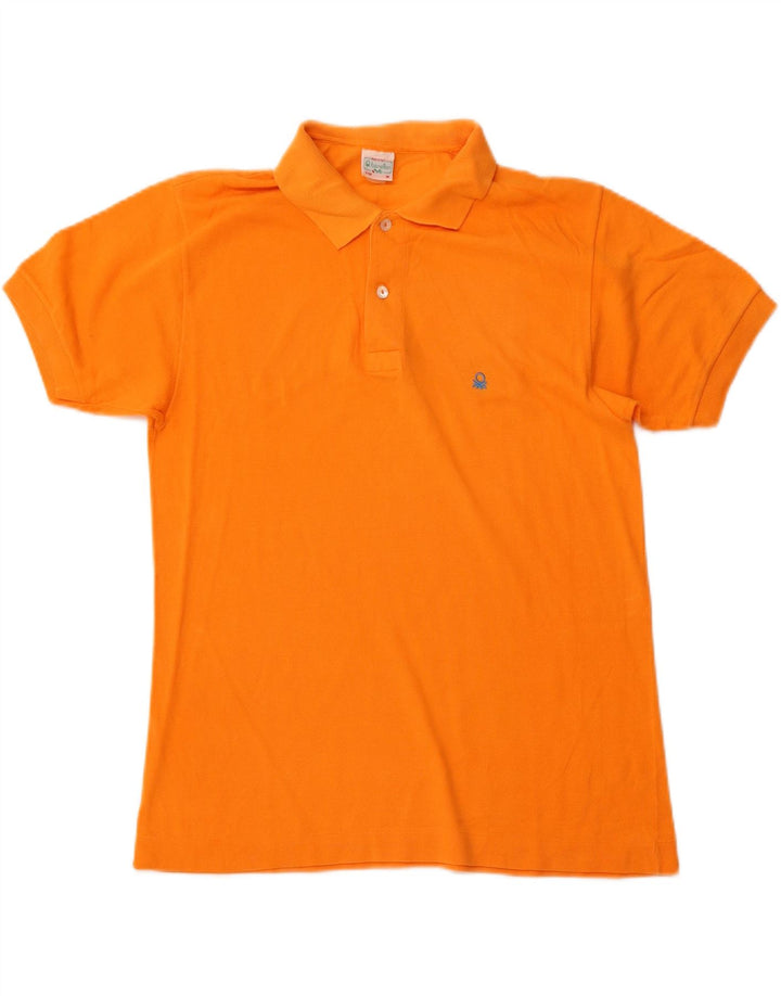 BENETTON Mens Polo Shirt Medium Orange Cotton