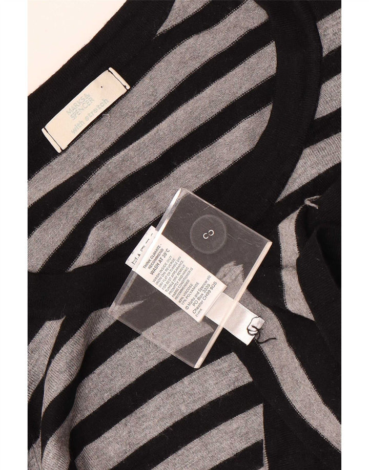 Maglione cardigan corto da donna Marks & Spencer UK 8 piccolo grigio a righe