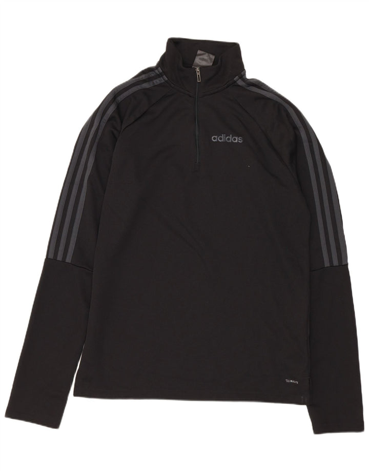 ADIDAS Maglia da ginnastica da uomo Climalite con zip e collo, piccola, nera