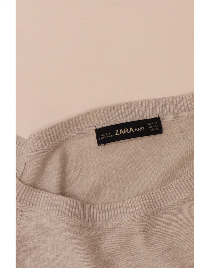 Maglione maglione oversize con scollo a barca da donna Zara UK 14 Viscosa grigio medio