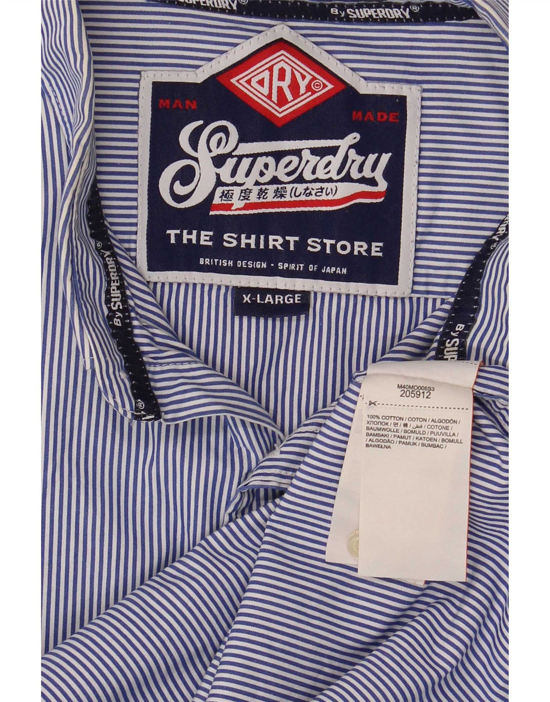 Camicia da uomo Superdry XL in cotone gessato blu