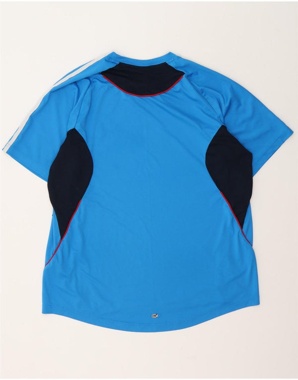 Adidas Uomo Climalite T-shirt Top XL Blu Colourblock Poliestere