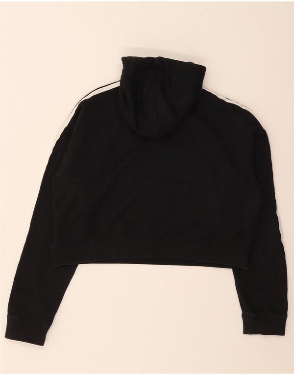 Maglione con cappuccio oversize corto da donna Adidas UK 8 piccolo cotone nero