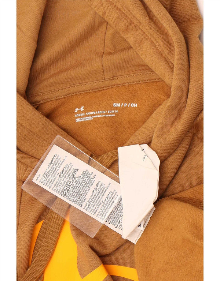 Felpa con cappuccio grafica da uomo Under Armour piccola in cotone marrone