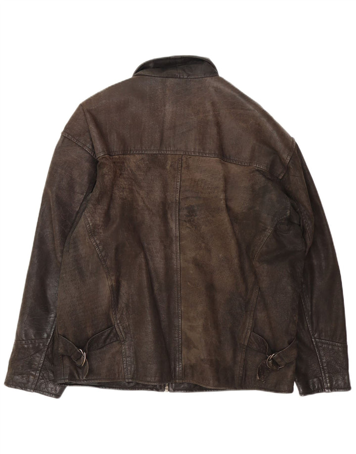 Giacca in pelle vintage da uomo UK 40 grande in pelle marrone