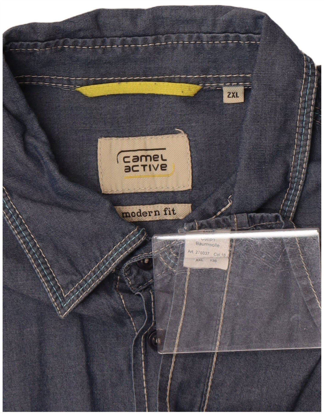 Camicia da uomo dal taglio moderno Camel Active 2XL in cotone blu navy