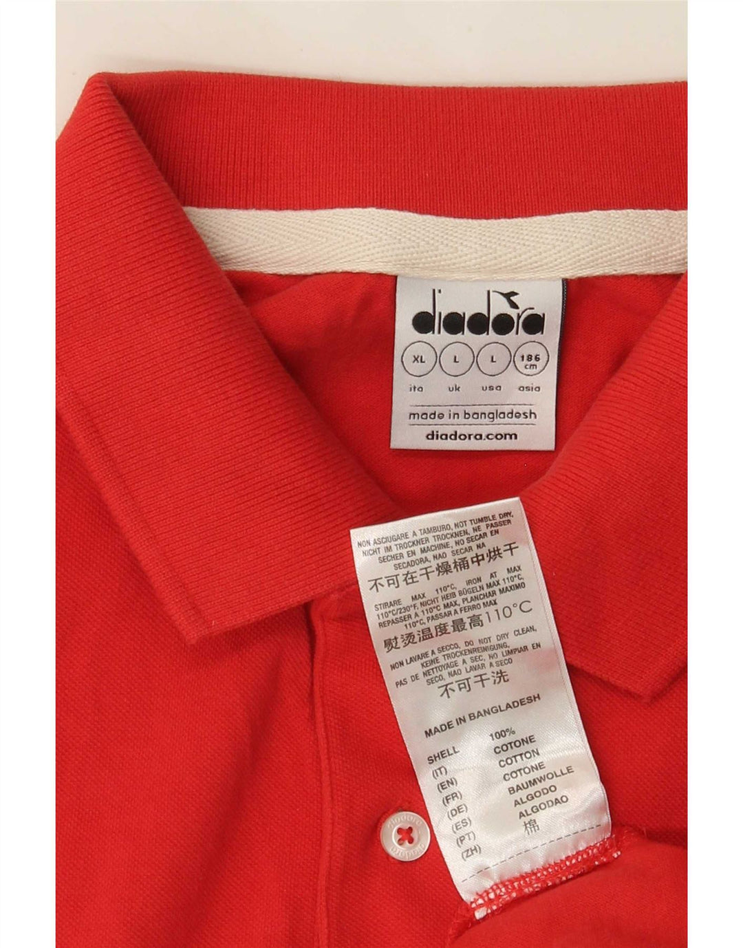 Polo Diadora Uomo Large Rossa In Cotone