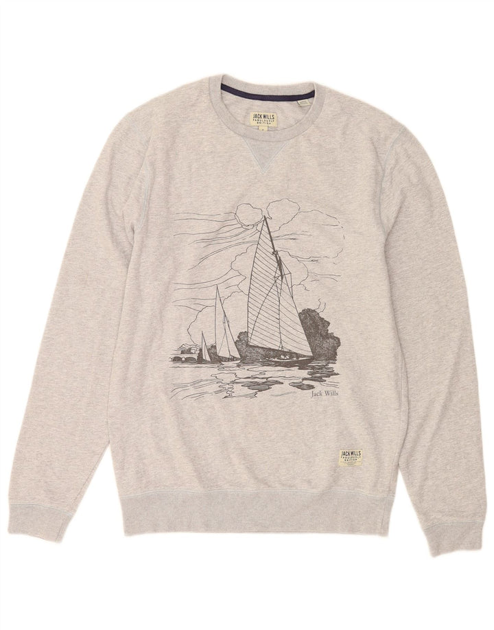 Felpa grafica da uomo Jack Wills Maglione piccolo cotone grigio