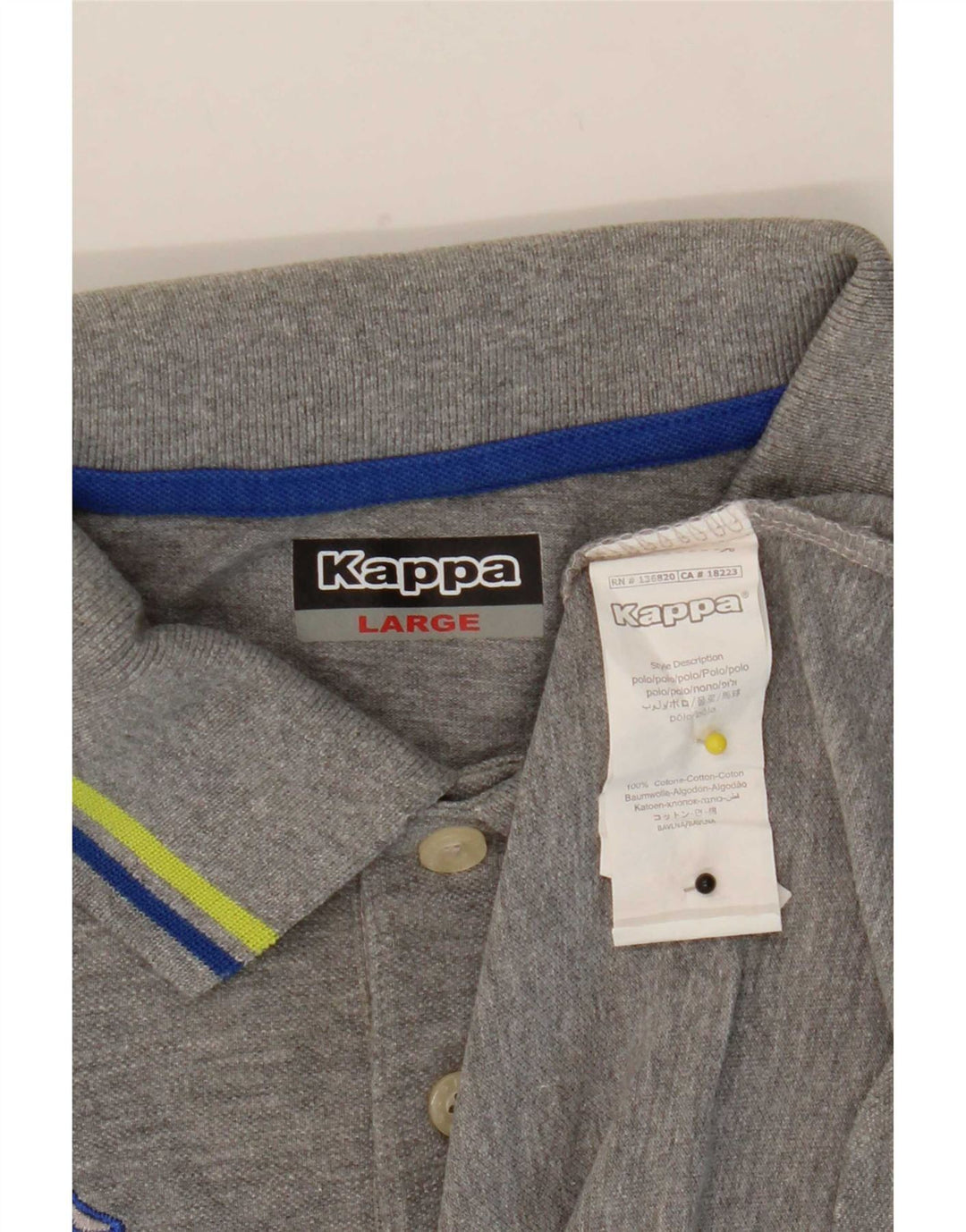 Polo Kappa Uomo Large in Cotone Rigato Grigio