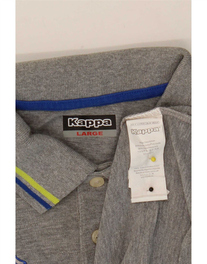 Polo Kappa Uomo Large in Cotone Rigato Grigio