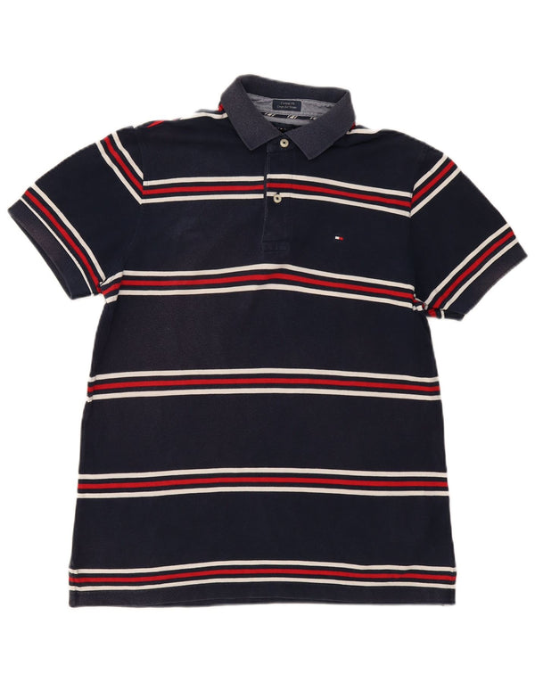 Polo da uomo su misura Tommy Hilfiger in cotone a righe blu navy medio
