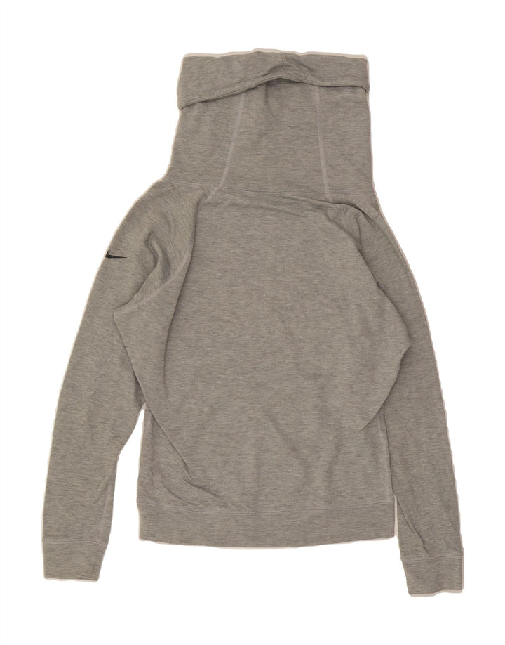 NIKE Womens Dri Fit Oversized Roll Neck Sweatshirt Jumper UK 6 XS Grey Vintage Nike and Second-Hand Nike from Messina Hembry 