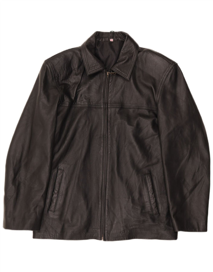 Giacca in pelle vintage da uomo IT 50 grande nera