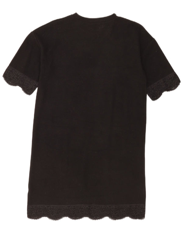 Zara Womens Trafaluc T-Shirt Dress UK 10 Small Black Floral