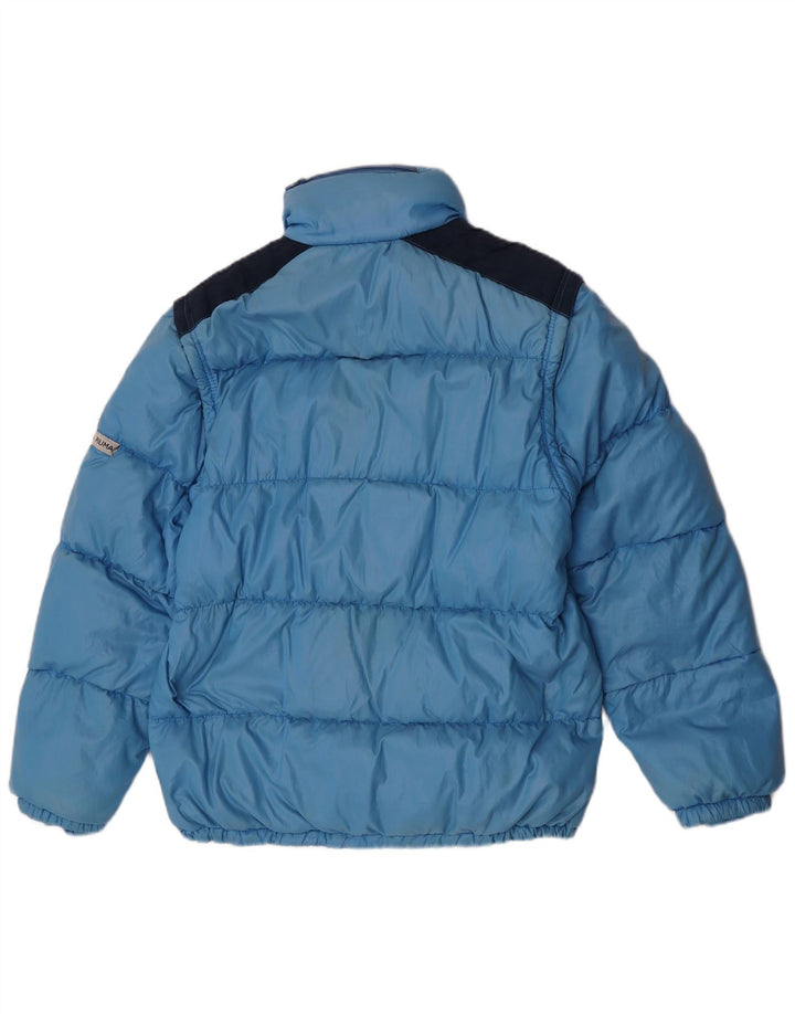 Giacca imbottita con cappuccio vintage da uomo IT 52 XL Blu Colourblock in poliammide