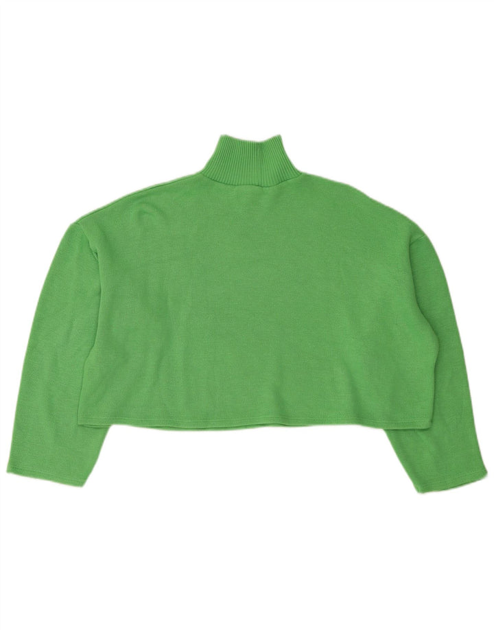 Top corto oversize a maniche lunghe da donna Zara UK 10 piccolo poliestere verde