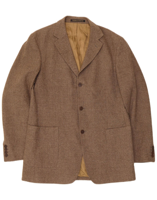 Giacca blazer a 3 bottoni da uomo Marks & Spencer UK 42 Large Marrone New Wool