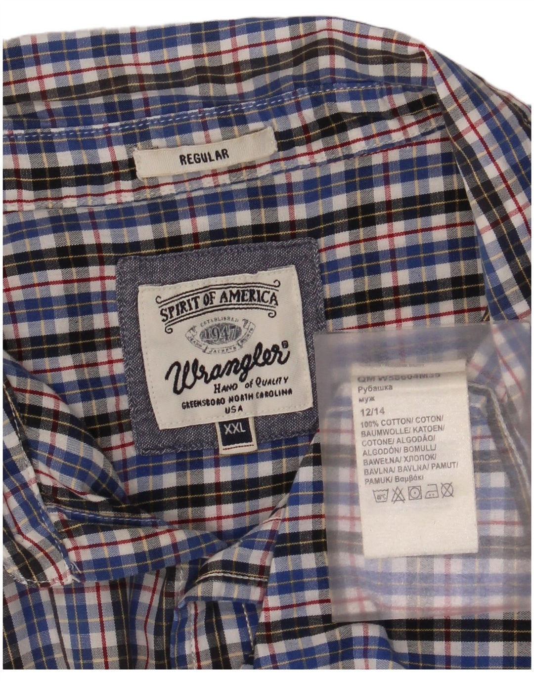 Camicia da uomo Wrangler a maniche corte vestibilità regolare 2XL in cotone a quadri blu