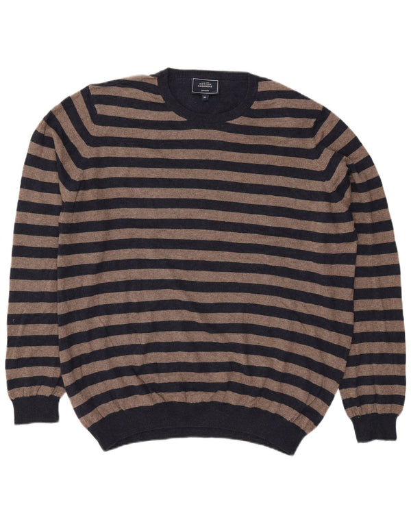 Maglione maglione girocollo da uomo John Lewis XL in cotone a righe blu navy