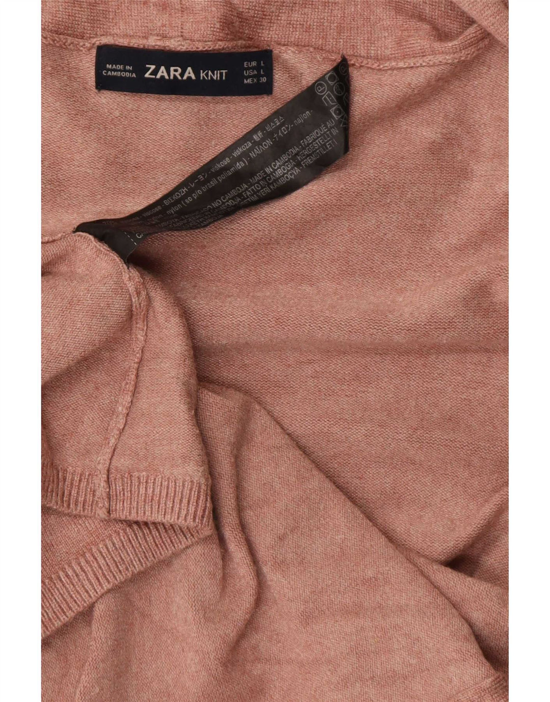 Maglione cardigan aperto da donna Zara UK 14 grande viscosa rosa