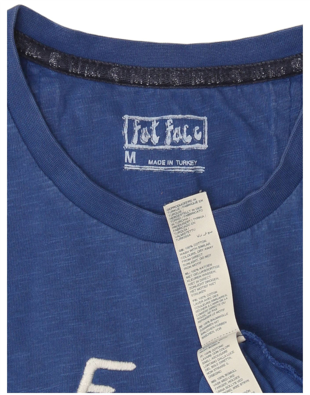 T-shirt grafica da uomo Fat Face Top in cotone blu medio