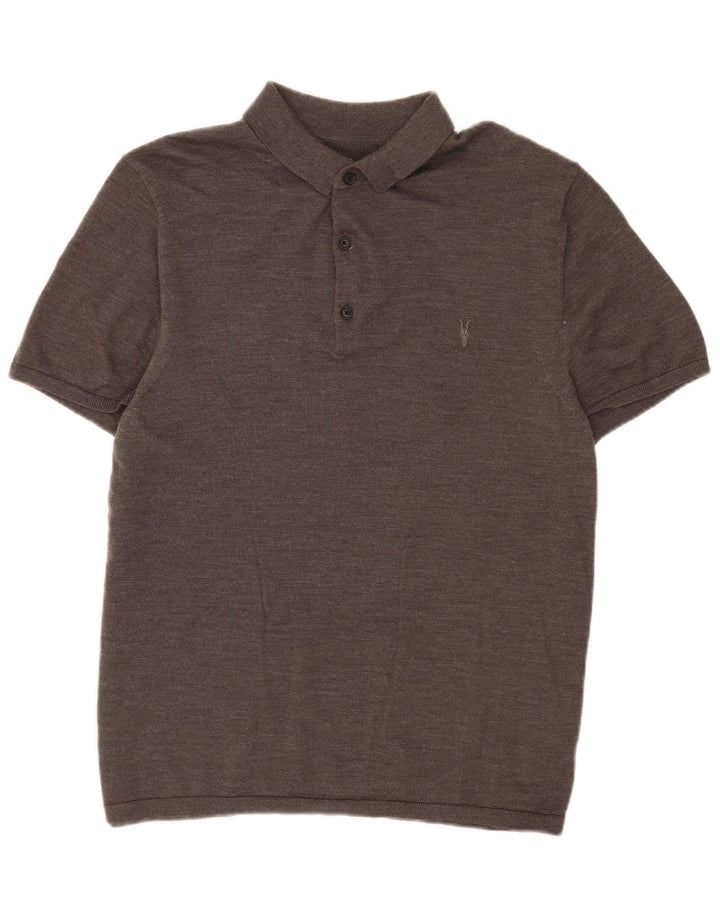 Maglione da uomo a maniche corte con collo a polo All Saints, grande grigio