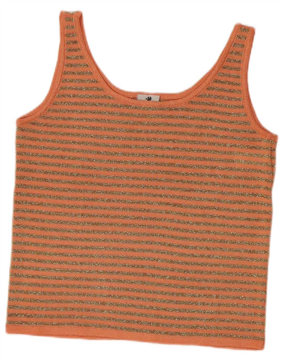 Canottiera vintage da donna in maglia IT 42 a righe arancioni medie