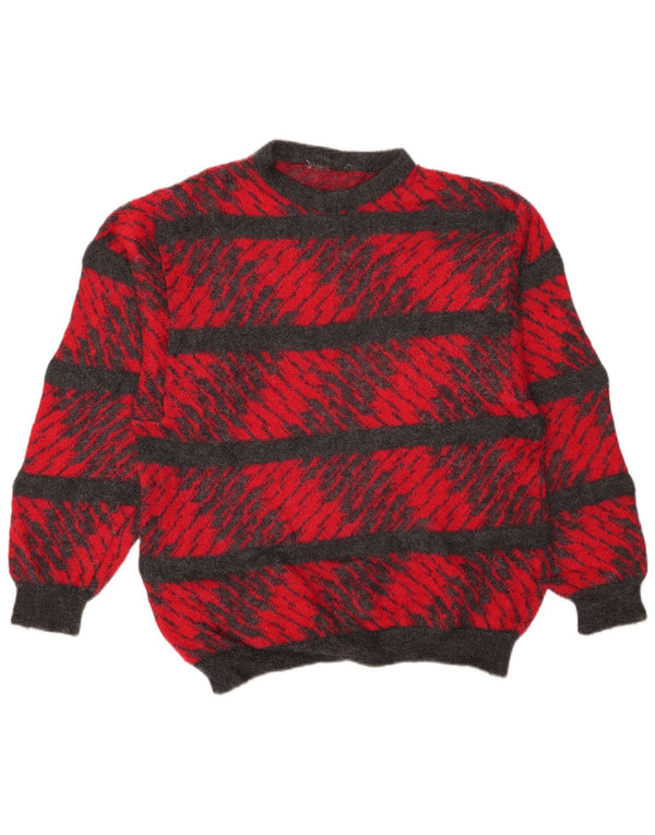 Maglione girocollo da uomo vintage a righe rosse grandi