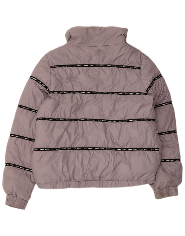 Giacca imbottita con cappuccio grafico da donna Dkny UK 12 Poliestere grigio medio