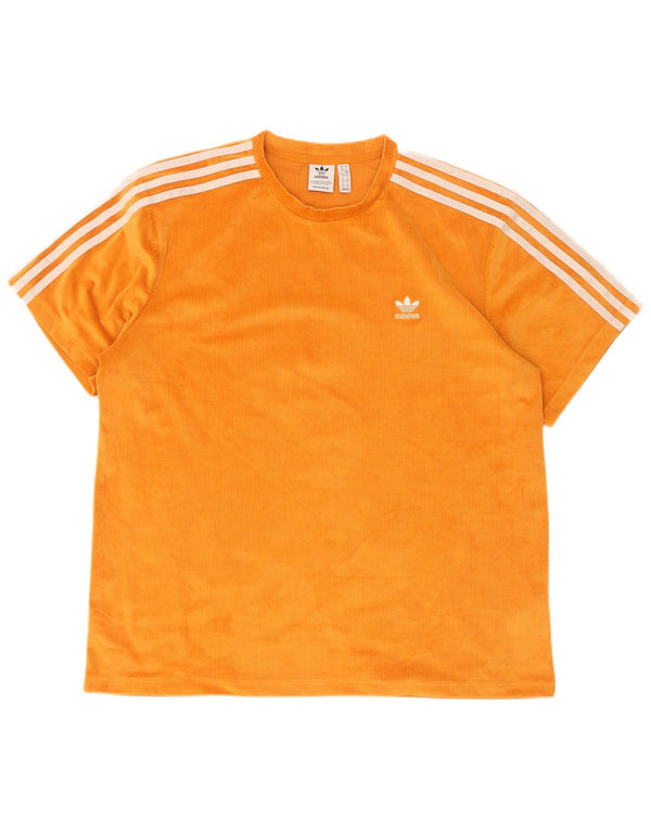 Adidas Womens Velour T-Shirt Top UK 18 XL Orange Polyester
