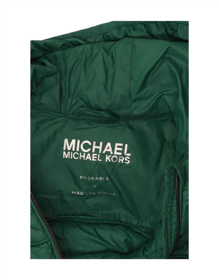 Giacca imbottita con cappuccio da donna Michael Kors UK 14 Nylon verde medio