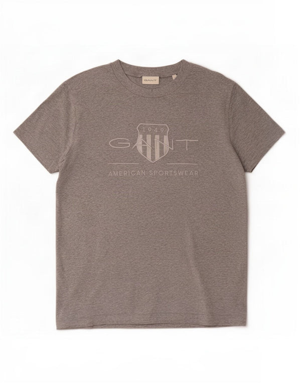 T-shirt grafica da uomo Gant Top in cotone grigio medio