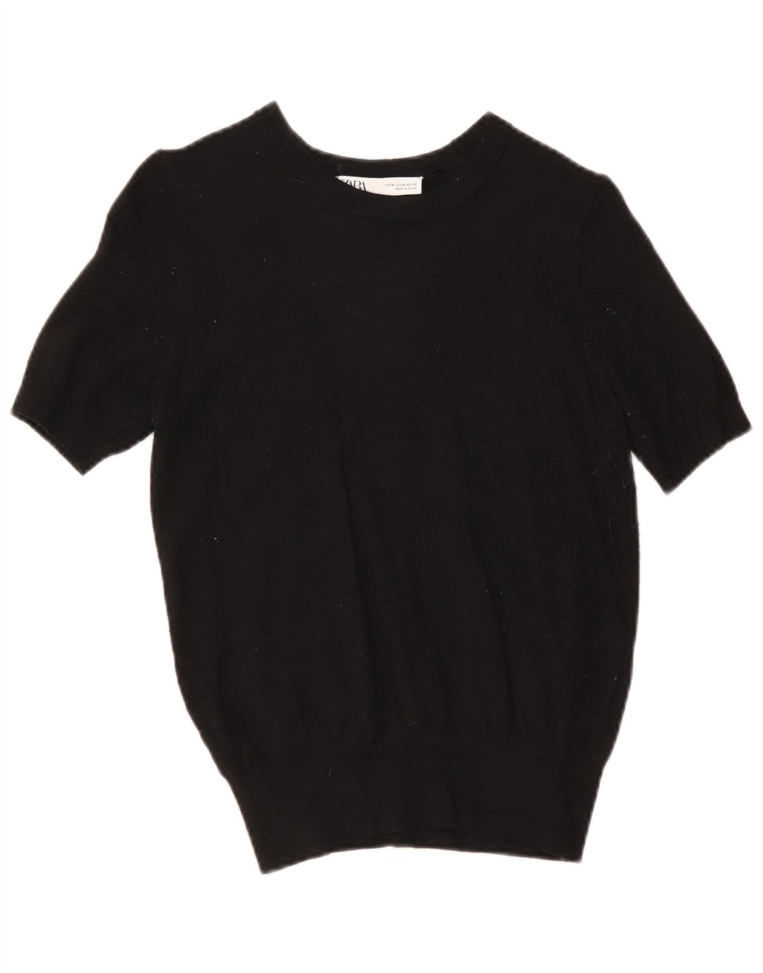 Top Zara da donna a maniche corte in maglia a maniche corte UK 12 viscosa nera media