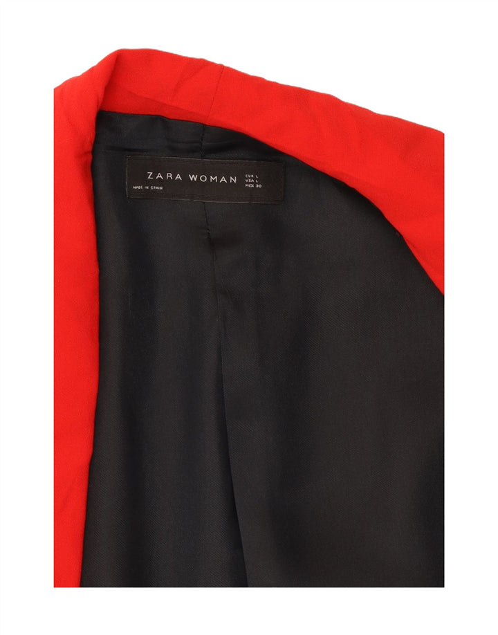 ZARA Womens 3/4 Sleeve Open Blazer Jacket UK 14 Large Red Vintage Zara and Second-Hand Zara from Messina Hembry 