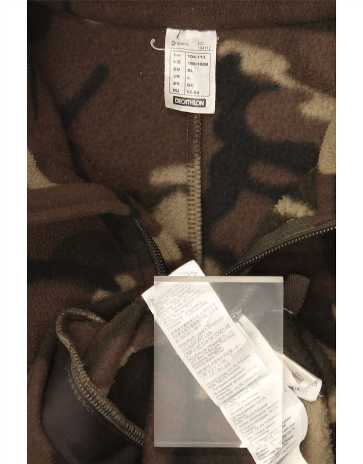 Giacca in pile da uomo Decathlon UK 40 grande poliestere mimetico marrone