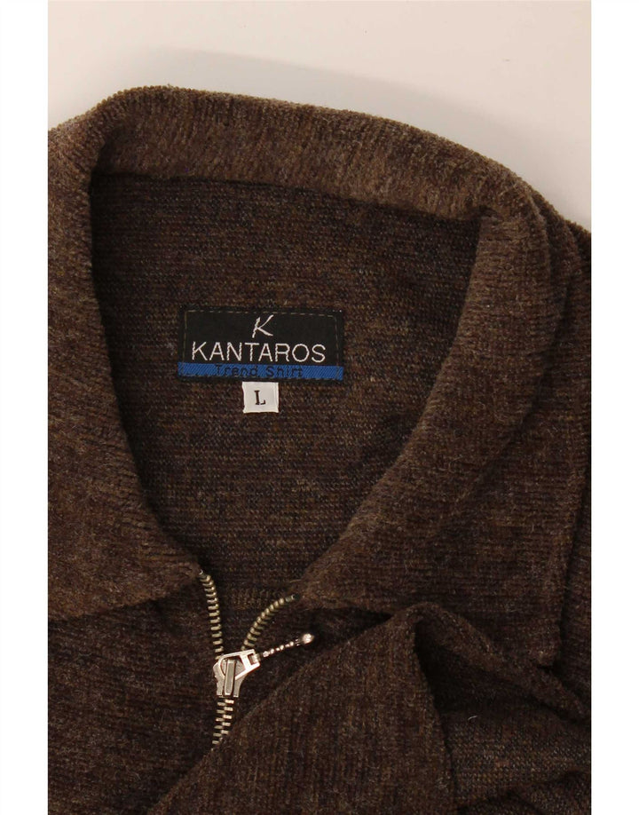 Camicia Kantaros da uomo con zip intera, grande, marrone