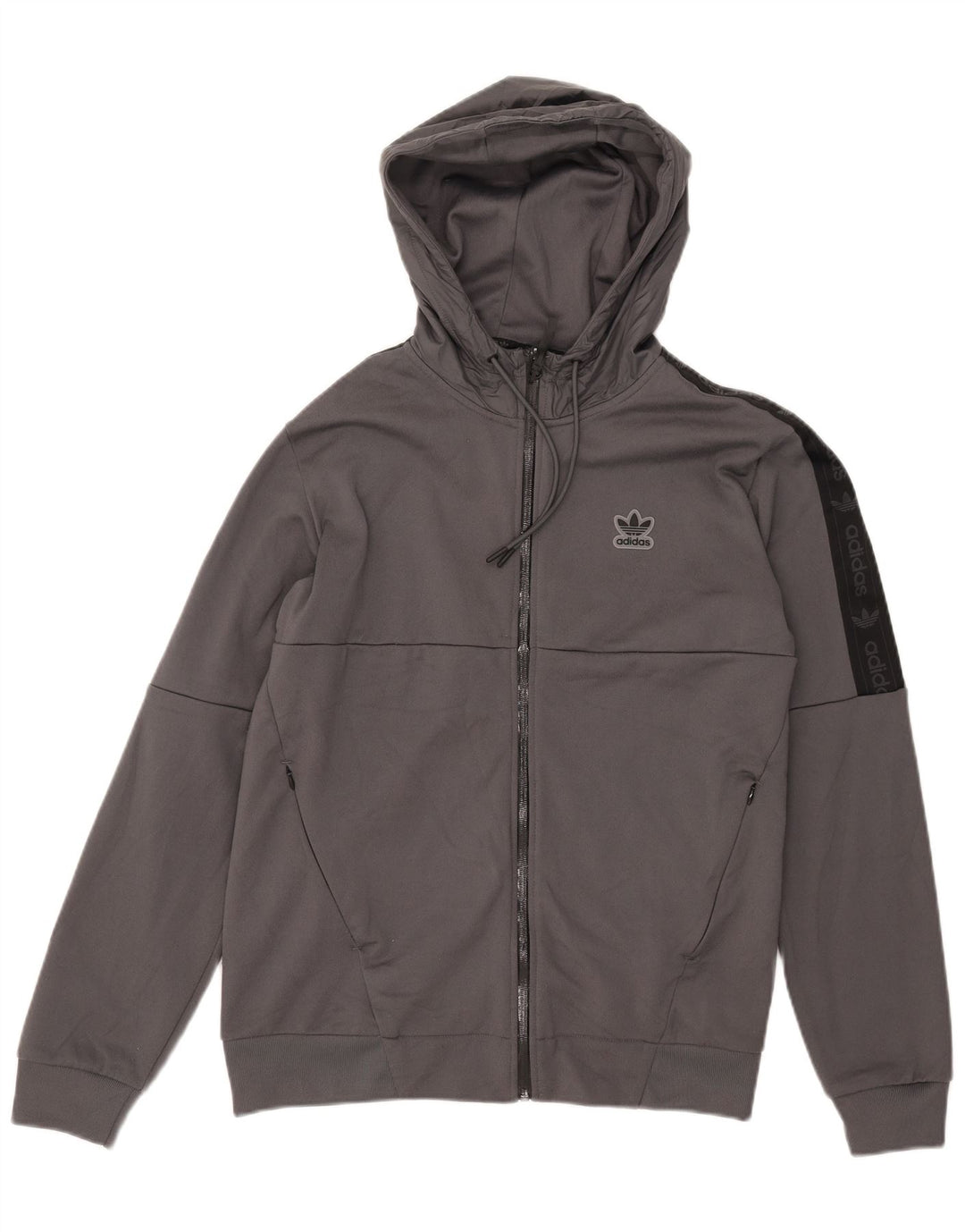 Maglione con cappuccio e zip da uomo Adidas in poliestere color block grigio medio