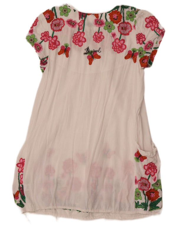 Desigual Donna Tunica Top UK 12 Viscosa floreale bianca media