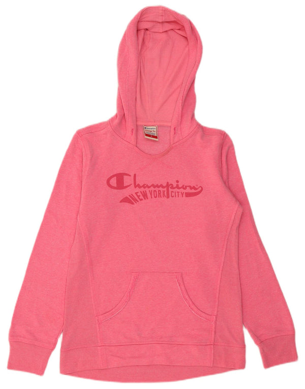 Felpa con cappuccio da donna Champion New York City UK 12 rosa medio chiazzato