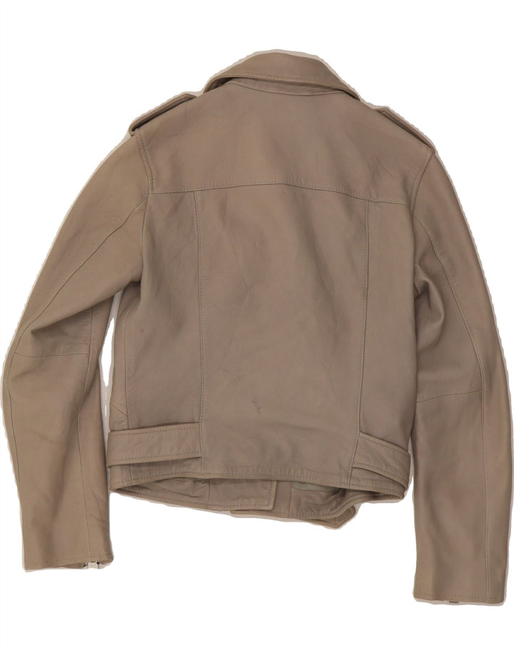 ALL SAINTS Womens Biker Jacket UK 4 XS Grey Leather Vintage All Saints and Second-Hand All Saints from Messina Hembry 