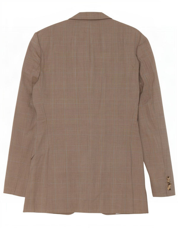 Giacca blazer da uomo a 2 bottoni Hugo Boss EU 48 lana vergine scozzese marrone medio