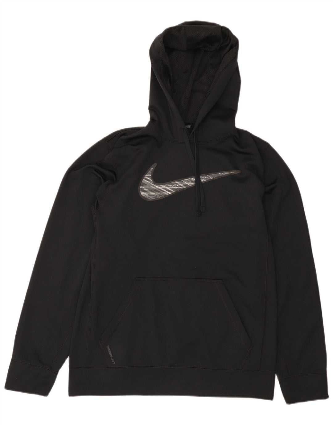 NIKE Felpa con cappuccio grafica Therma-Fit da uomo, piccola, in poliestere nero