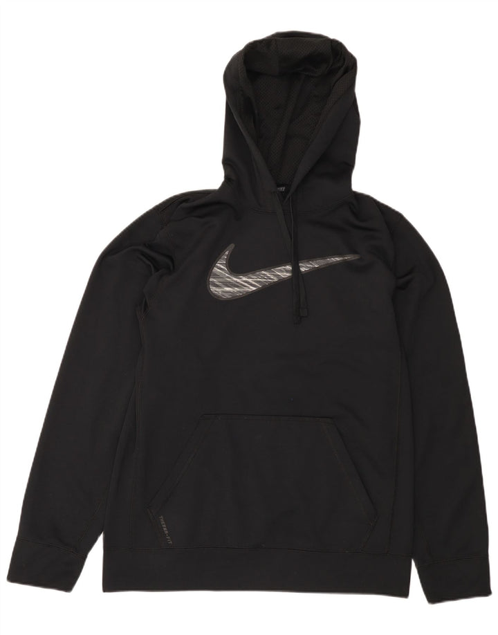 NIKE Felpa con cappuccio grafica Therma-Fit da uomo, piccola, in poliestere nero