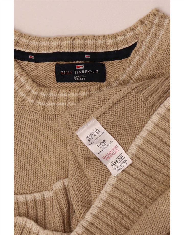Maglione maglione girocollo da uomo Marks & Spencer blu Harbour grande beige