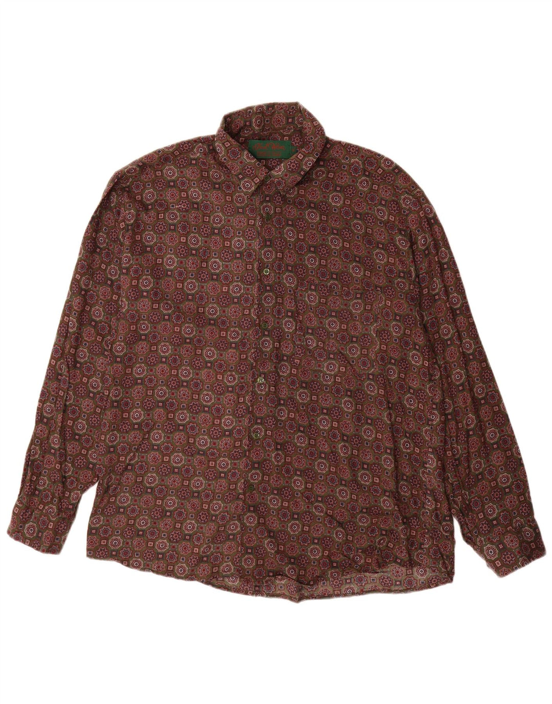 Camicia da uomo vintage XL Rayon floreale marrone