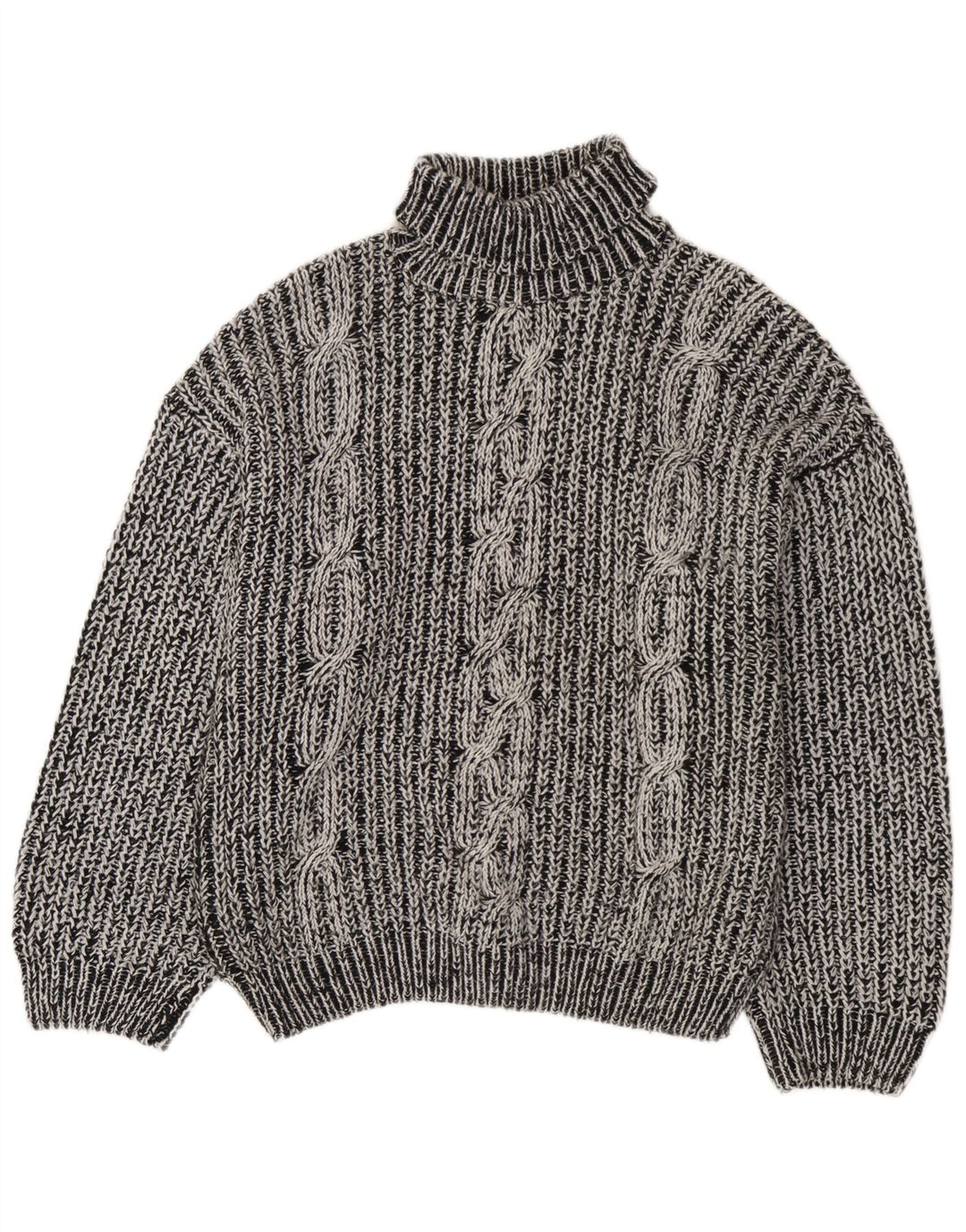 Maglione maglione vintage da uomo con collo alto XL grigio