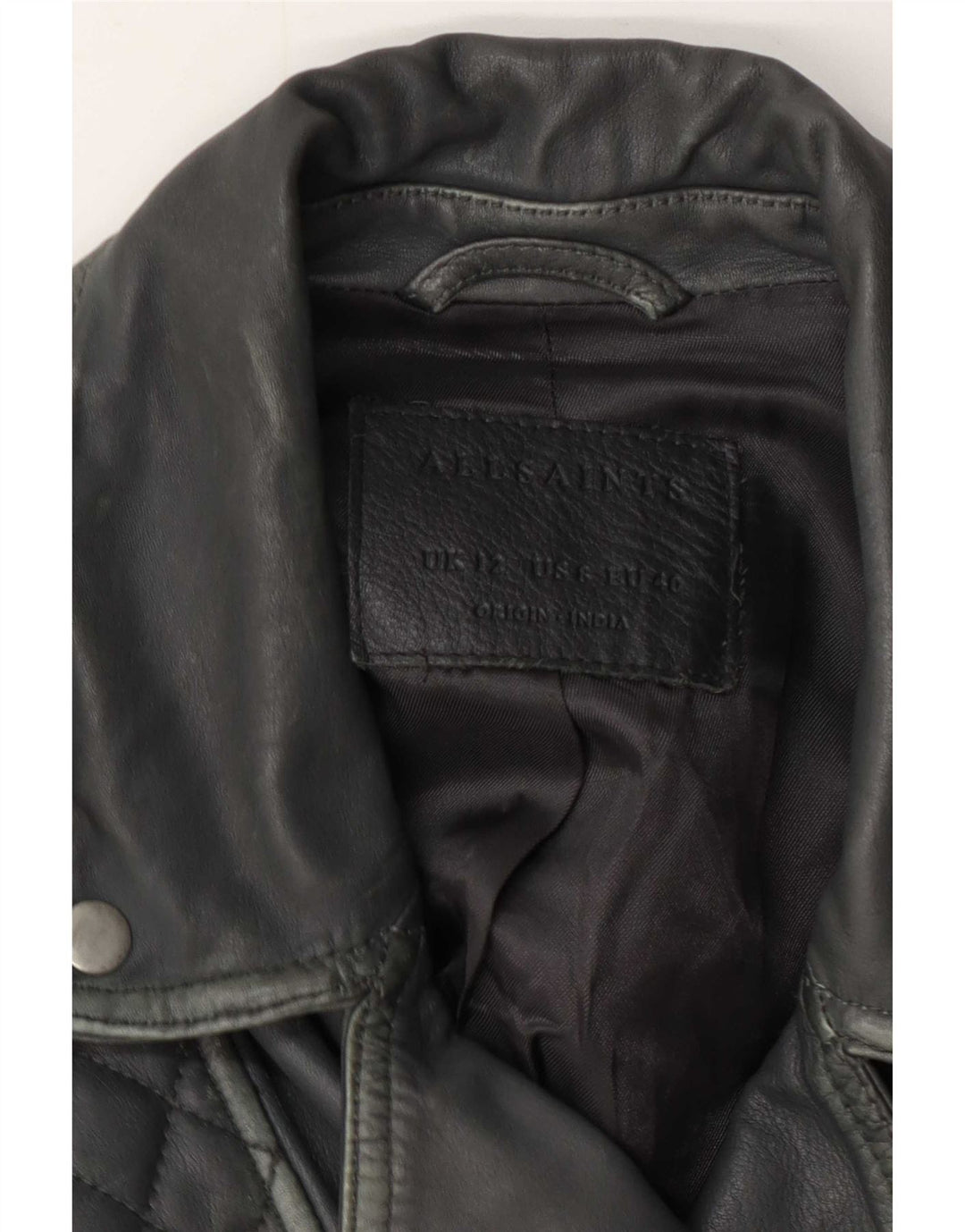 Giacca da motociclista in pelle da donna All Saints UK 12 Grigio medio