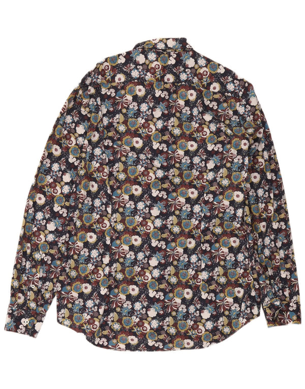 Camicia vintage da uomo taglia 43 XL in cotone floreale multicolore