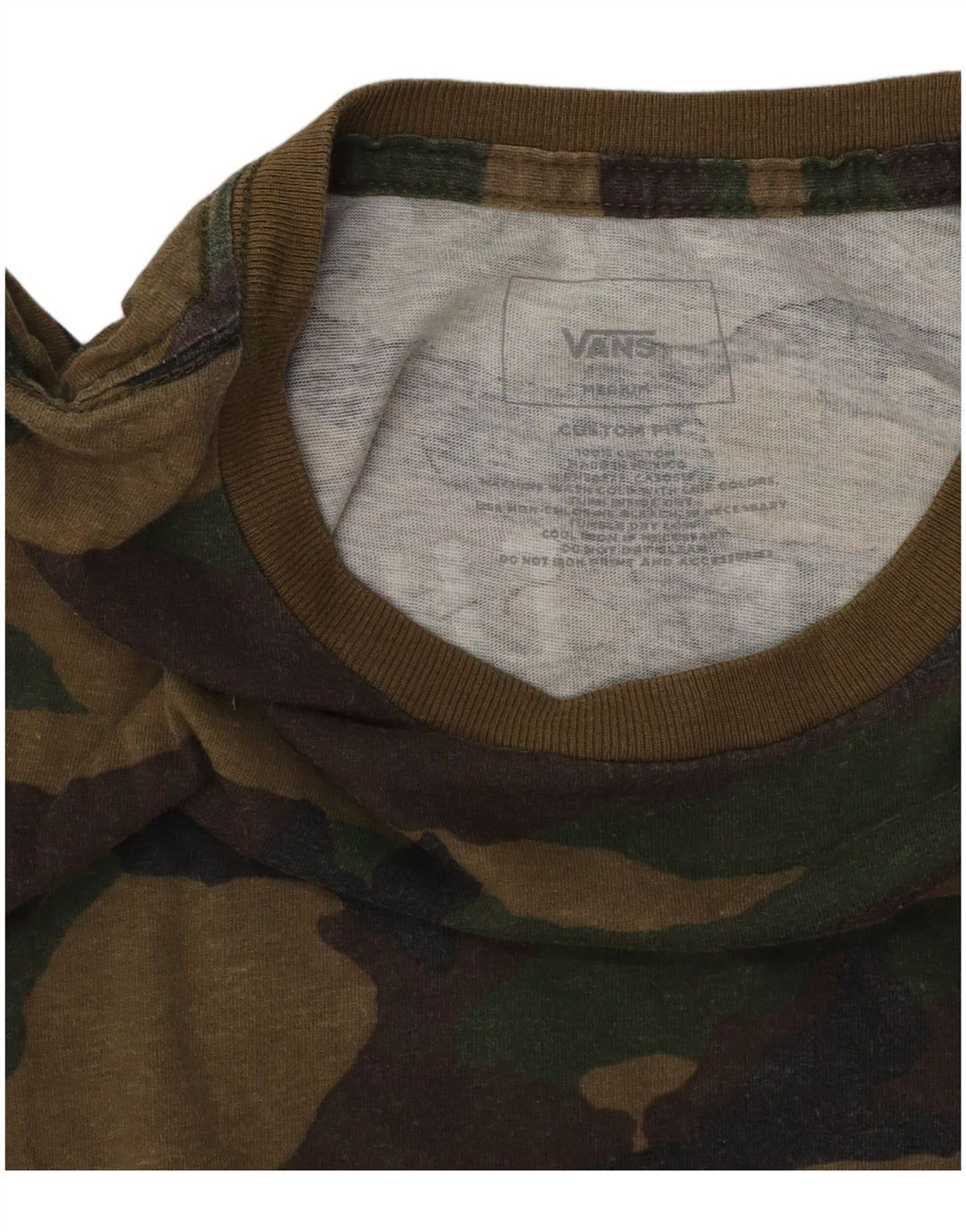 T-shirt grafica personalizzata da uomo di Vans, top in cotone mimetico kaki medio