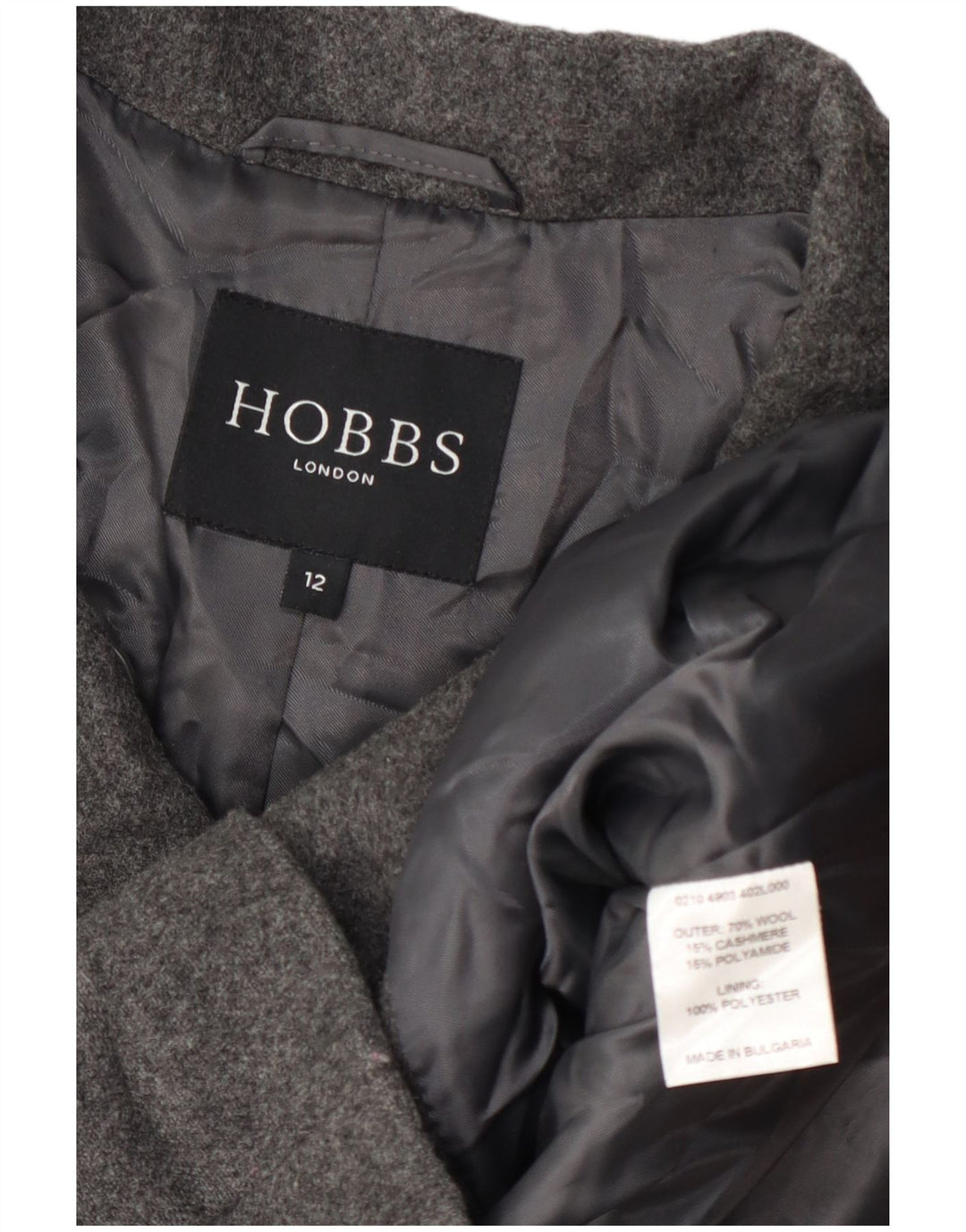 Cappotto da marinaio da donna Hobbs UK 12 in lana grigio medio